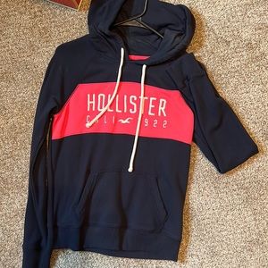 Navy blue and pink Hollister hoodie
